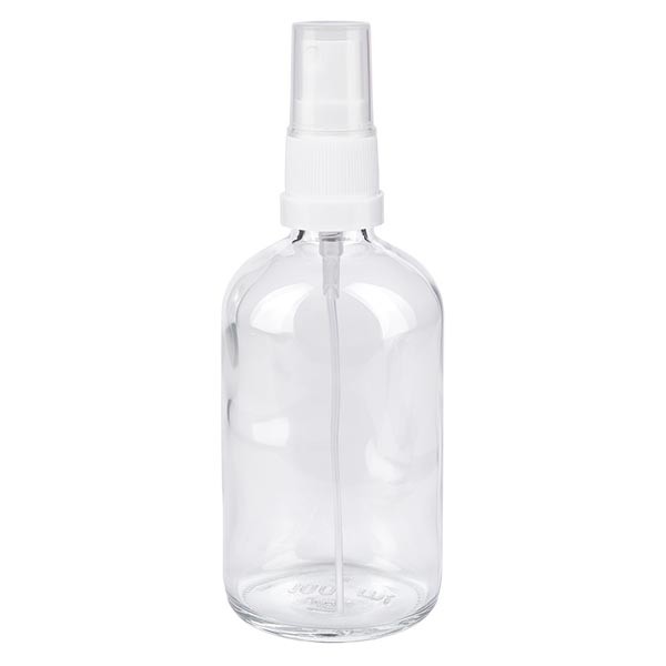 Flacon de 50 ml en verre transparent avec compte-gouttes blanc