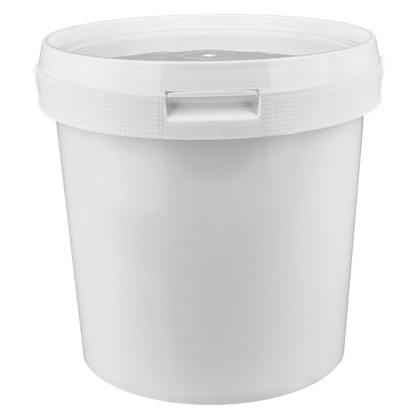 Seau 2.5L en plastique blanc PP avec couvercle