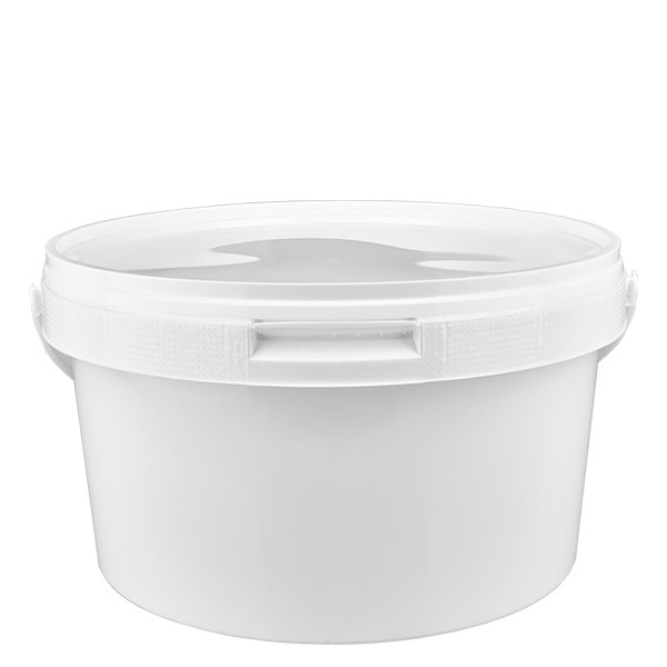 Seau 3.5L en plastique blanc PP avec couvercle