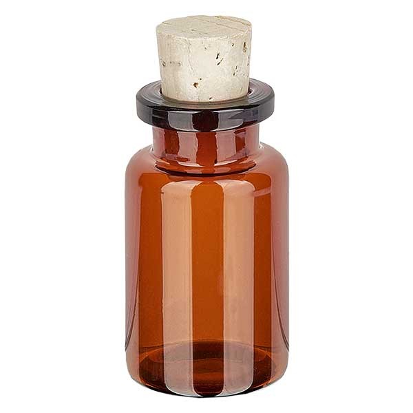 Flacon en verre ambré 10 ml avec bouchon de liège 11/14 mm